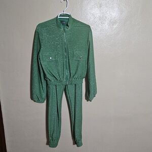 Mango Women's Shimmering Green Track Suit
